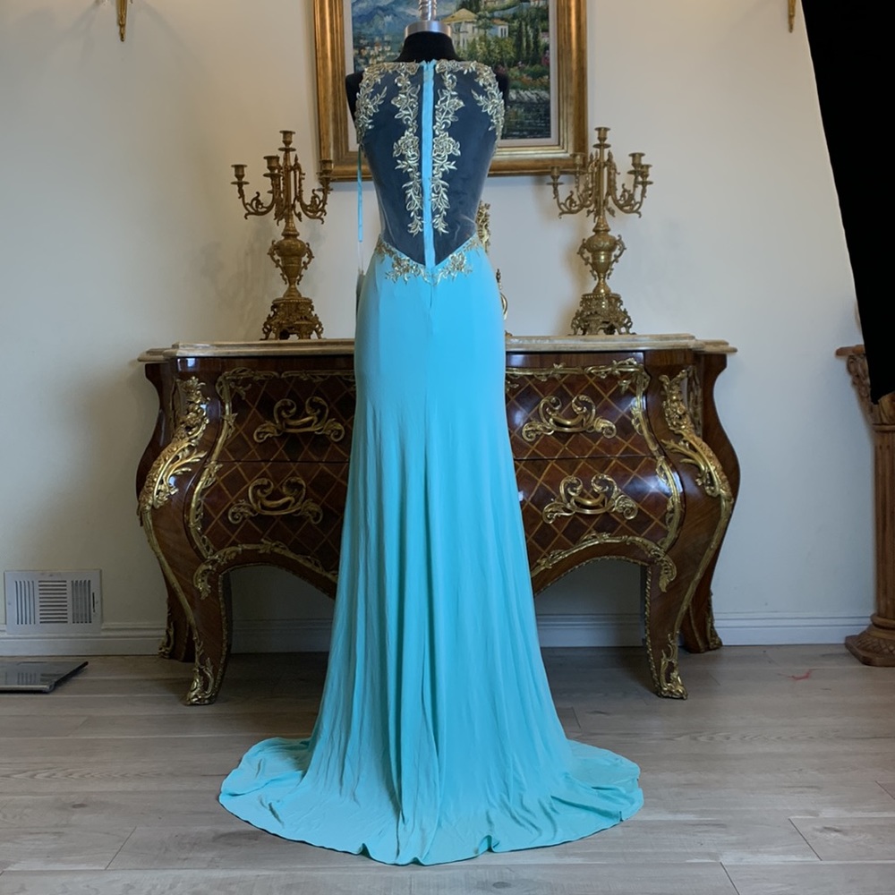 Illusion stretch embroidery beaded bodice evening prom dress - Picture 4 of 6
